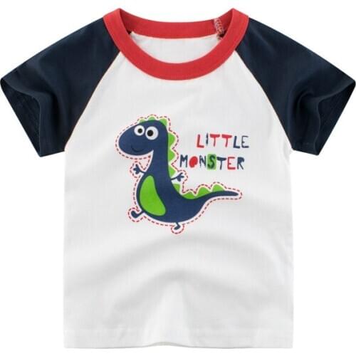 27kids Cartoon Dinosaur Tshirt Girl Boy Cotton Baby Boys Shirt for Summer Child T-Shirts New Children Kids Tops Tees