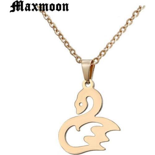 Maxmoon Elegant Swan Necklace Charm Women Maxi Jewelry 2018 Pretty Chain Pendant Necklace Collares Couples Bridesmaid Gift