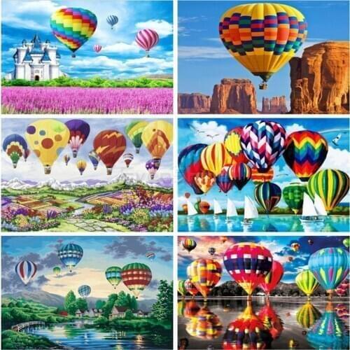 EverShine Diamond Painting Full Drill Square Hot Air Balloon Diamond Embroidery Landscape Cross Stitch Rhinestones Art Gift