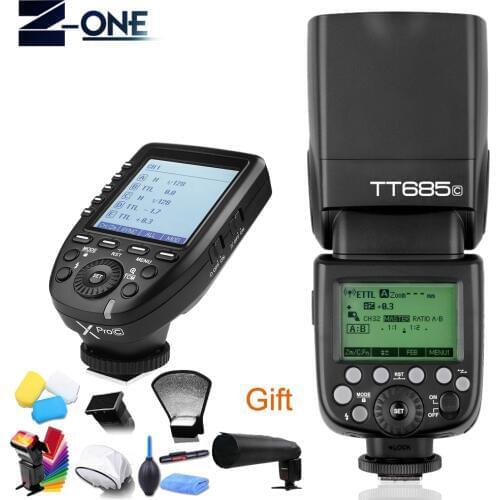 Godox DSLR Flash TT685C TTL Camera Flash 2.4GHz High Speed 1/8000s GN60 + Xpro-C TTL Wireless Transmitter for Canon+free gift