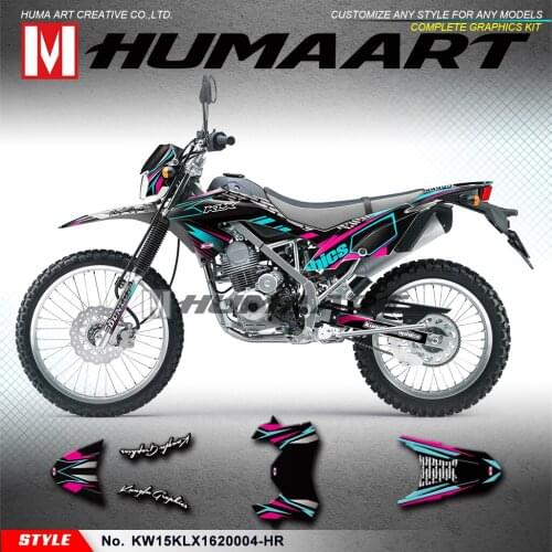 HUMAART Motorcycle Graphics Custom Decals Stickers for KLX150BF KLX 150 BF 2016 2017 2018 2019 2020, Black