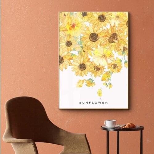 Imagem do girassol da planta, poster da arte, pintura da decoração da parede, impressão da lona, pintura minimalista do estilo