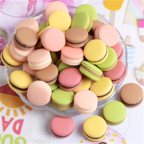 Julie Wang 10PCS Resin Macaron Charms Cake Dessert Random Colors Artificial Food Jewelry Making Accessory Home Decor