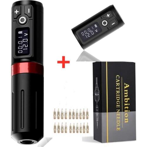 Ambition Wireless Tattoo Machine Pen Powerful Coreless Motor 2000mah Battery Pack Portable Professional Tattoo Equipment