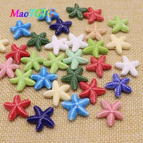 15pcs/lot Starfish Ceramic Beads For Jewelry Making Bracelet Necklace 17mm Mixed Color Ceramic Beads Accessories Wholesale