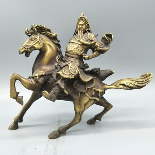 Chinese Collect Brass Sculpture Master Of Martial ArtsGuan YuPattern Metal Crafts Home Decoration#2