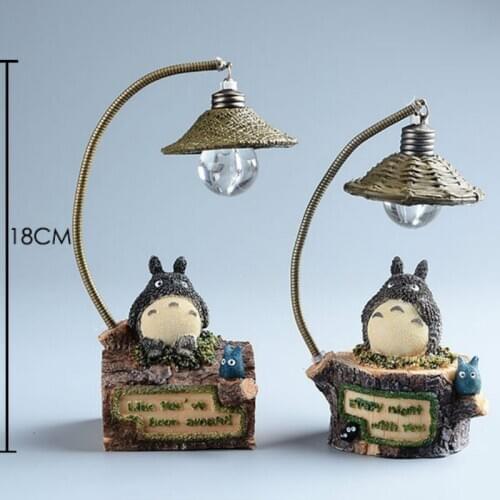 Japanese Anime Cute Totoro Printed Resin Action Figure LED Night Light Toys Home Decoration Childrens Bedroom Table Lamp Doll