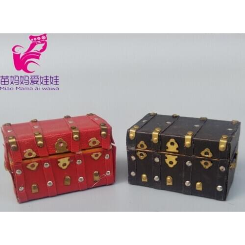 Mini Retro leather Luggage for doll house diy use accessories for 1/8 1/12 bjd for barbie blythe doll suitcase