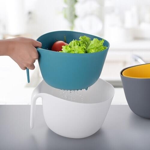 Kitchen vegetable washing basket double-layer plastic vegetable sink set drain basin for washing fruit filter basket