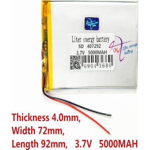 Liter energy battery 3.7V 5000MAH 407292 407090 Li-Polymer Battery For Tablet PC TZ56 TZ49 3G TZ709 TZ707 7043xd U25GT