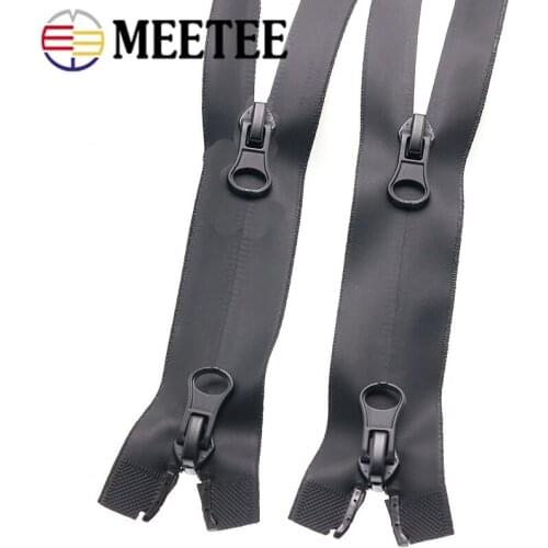 Meetee 2pcs 60-120cm 5# Waterproof Double Open Zipper Open-End Double Silder Nylon Zipper DIY Clothing Jacket Sewing Accessories