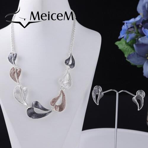 MeiceM Enamel Heart Necklace New Design Jewelrt Set for Women Lady Wedding Party Gift Collares Mujer Choker Necklaces 2021 Hot