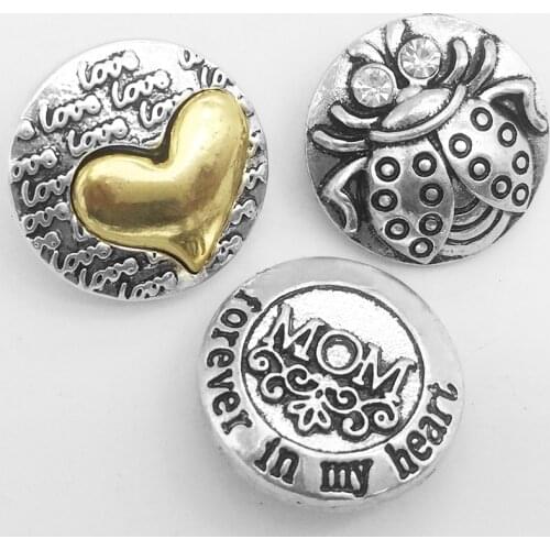 MN7727 MOM LOVE beetle ladybug Metal Snap Button fit 18mm 20mm snap jewelry
