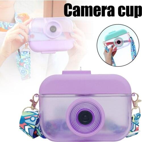 Cute Water Bottles With Straws Camera Plastic Drink Water Bottles Transparent Water Jug for Adult Children PI669