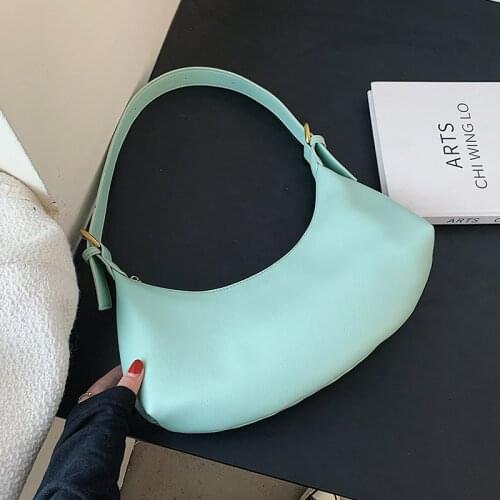 Cute Solid Color Small PU Leather Crossbody Shoulder Bags for Women 2021 Simple Handbags and Purses Female Travel Baguette Totes