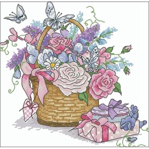 14CT/18CT/25CT/22CT/16CT/28CT A basket of flowers patterns Counted Cross Stitch Cross Stitch Kits Embroidery Needlework Sets