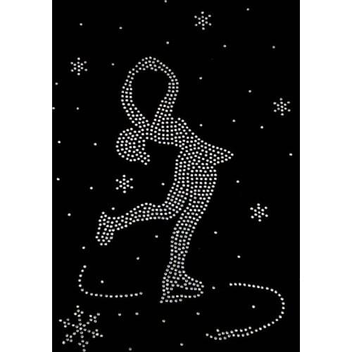 2pcs/lot Snowflake skate girl motif designs iron on transfer hot fix rhinestone motif iron on transfers motif for shirt bag