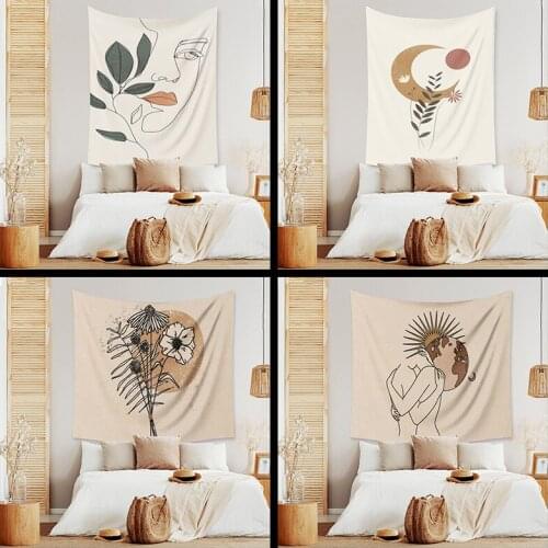 Nordic small fresh tapestry abstract bedroom home decoration art wall hanging paint farmhouse background cloth boho tablecloth
