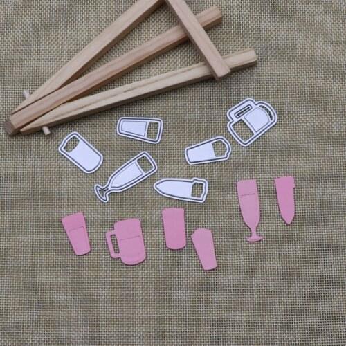 2021 New Wine Glass Cup Beer Mug Metal Cutting Dies Stencil Scrapbooking DIY Album Stamp Paper Card Embossing Decor Craft