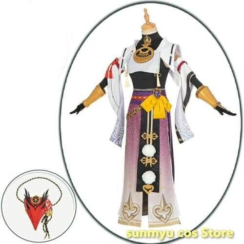 New Game Genshin Impact Kujou Sara Cosplay Costume Halloween