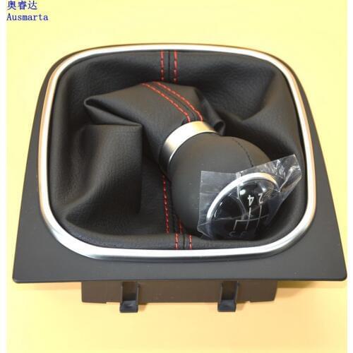 New Leather Red Stitch Manual Gear Shift Knob Cover For Golf 5 Golf 6 MK5 MK6 1KD711113A 1KD 711 113 A