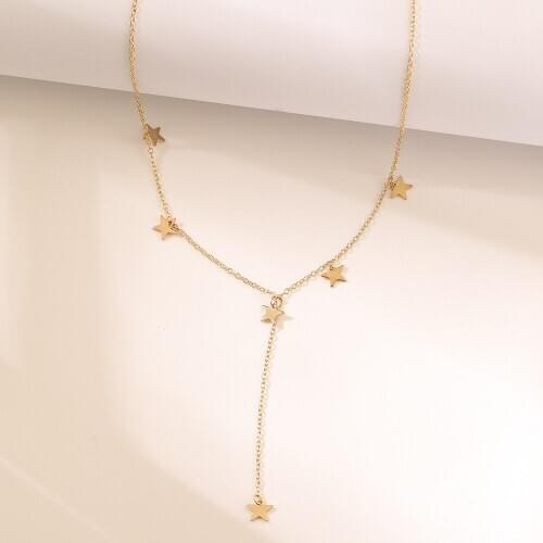 New Trendy Female Pendant Star Link Chain Choker Necklace for Women Metal Jewelry Accessory Girl Gift Party Wholesale
