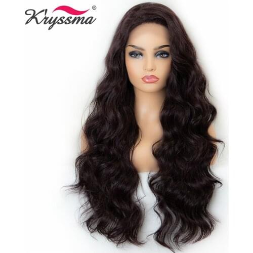 Kryssma Dark Wine Red Wig Long Wavy Synthetic Lace Front Wigs For Women Burgundy Cosplay Wigs Heat Resistant Fiber Hair
