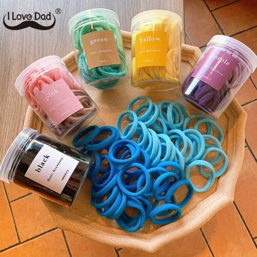50 Pcs/Set Solid Color Elastic Hair Bands Kids Children Rubber Band Baby Girls Hair Rope Girl Hair Accessories With Box