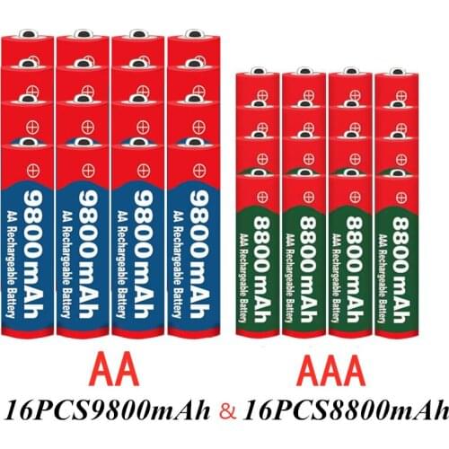 1.5V AA 9800mAh Alkaline battery + 1.5V AAa 8800mAh Alkaline Rechargeable battery aa&aaa for led light toy mp3 free shipping
