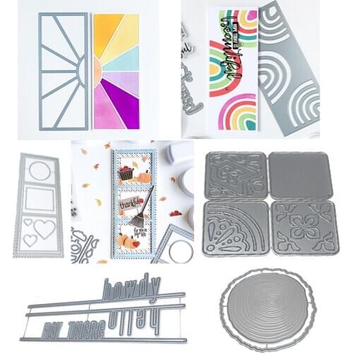 Sunray Rainbow Slimline Essentials Wood Slice Backsplash Metal Cutting Dies for DIY Scrapbooking Cards Crafts Making New 2020