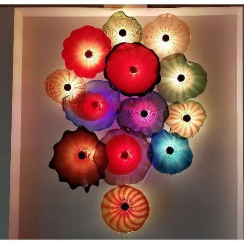 Colorful Dale Chihuly Style Hand Blown Glass Hanging Art Plates for Wall Art Decoration