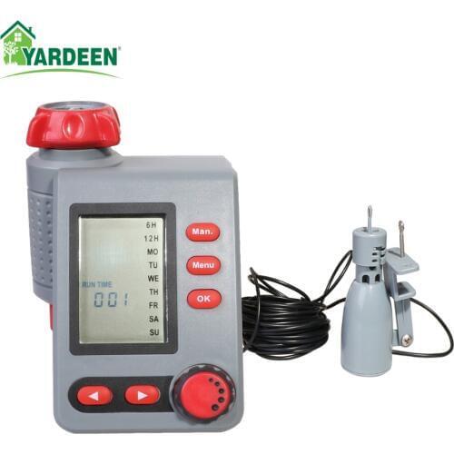 Solenoid Valve Water Timer Large Screen Digital Irrigation Timer Garden Watering Timer Automatic Controller with Rain Sensor