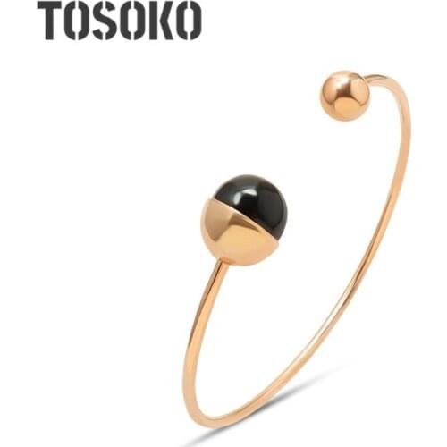 TOSOKO Stainless Steel Jewelry Geometric Opening Adjustable Bracelet Womens Fashion Temperament Bracelet BSZ216