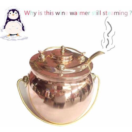 Thickened Red copper handmade temperature wine pot warm wine jug yellow rice wine liqueur hot wine container+2 brass cups