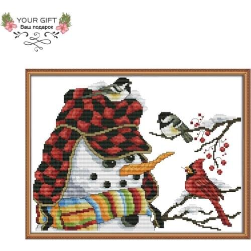 Your Gift DA182 14CT 11CT Counted and Stamped Home Decor Christmas Snowman Needlework Needlepoint Cross Stitch kits