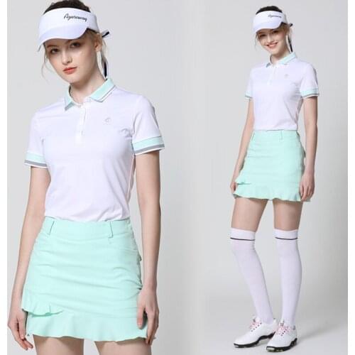 Golf Female Summer Lapel Collar Skirt Falbala Golf Skirt