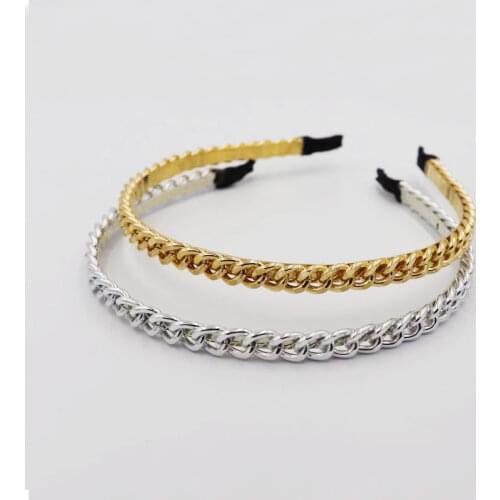 Unique Metal Chain Links Decorate Women Headbands Trendy Dance Crown Head Band Gold Silver Hairband Girls Headwear Accessories
