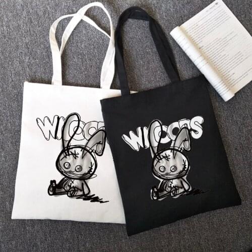 Japanese Anime Women Shoulder Bag Cartoon Y2k Shopper Bag Harajuku Canvas Bag Gothic Casual Dark Big Capacity Vintage Women Bag