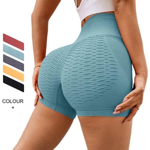 2021 New High Waist Booty Yoga Shorts for Women Seamless Scrunch Butt Running Fitness Workout Shorts Gym Sport Short Leggings