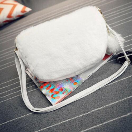 Women Messenger Bags Cross Over Body Shoulder Bag Faux Fur Handbag Ladies Purse /BY