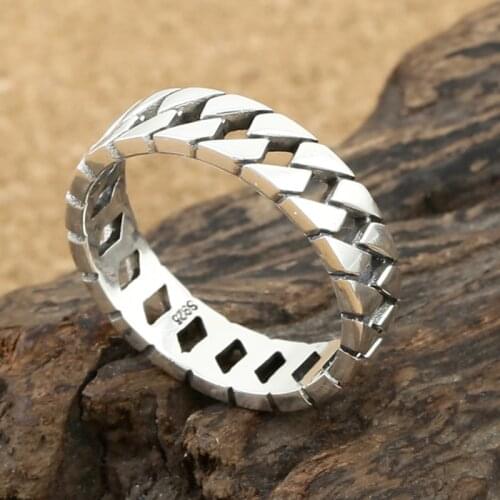 925 Sterling Silver Thai silver hollow Ring fine jewelry Creative simple smooth Ring S212