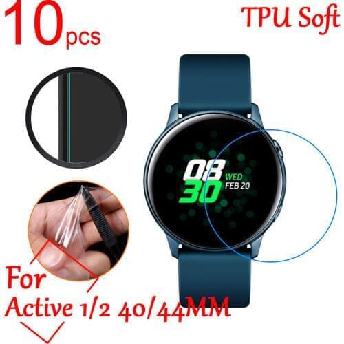 10pcs/lot Ultra Clear TPU Soft LCD Full Screen Protectors Film Cover for Samsung Galaxy Watch Active 1/2 40mm 44mm Smart Watch