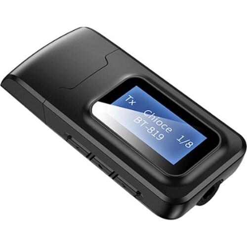 2 IN 1 USB Bluetooth-compatible 5.0 Audio Receiver with LCD Display 3.5mm AUX Adapter Wireless Transmitter For TV Car PC