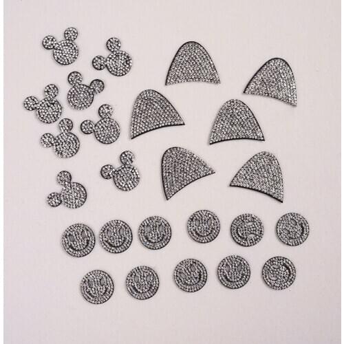 20pc Crystal Rhinestone Mickey patches for Clothing Iron on Clothes Appliques Badge Fabric Sticker Apparel Accessories