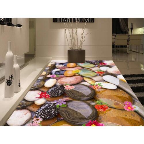 3d floor painting wallpaper Pebble flower 3D floor 3d customized wallpaper pvc floor wallpaper 3d flooring