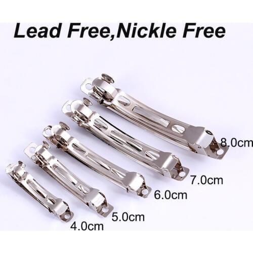 5PCS 4.0cm 5.0cm 6.0cm 7.0cm 8.0cm Plain Metal French Barrattes hairpins for DIY hair bows accessories nickle free,lead free