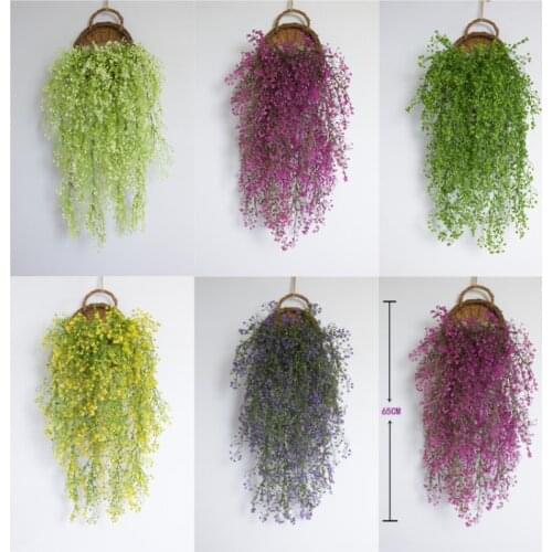 80cm Artificial Plant Rattan Golden Bell Willow Shooting Wedding Home Bar Wall Hanging Decoration Flower Plastic Flower