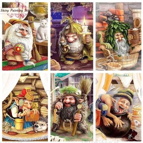 5D DIY Diamond Embroidery Magic Dwarf Cartoon Character Painting Old Man Full Drill Diamond Painting Mosaic Picture Cross Stitch