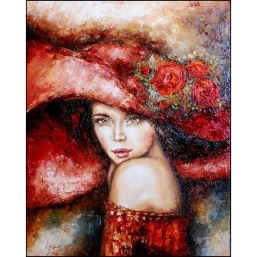 Full Square / Round Drill 5d Diy Diamond Painting Red Dress Beauty Girl Rhinestones Mosaic Picture Embroidery Cross Stitch Decor