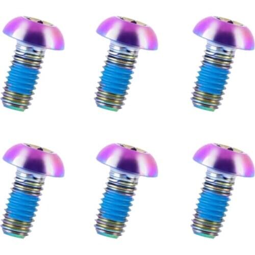 2021 New 6pcs Titanium Bicycle Disc Brake Rotor Fixing Bolts M5*10mm MTB Bike Brake Screw